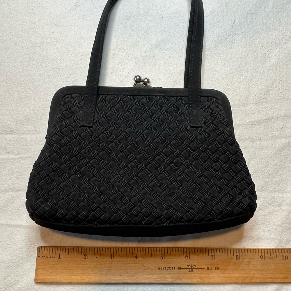 Liz Claiborne Small Black Woven Vintage Evening Purse - Picture 12 of 12